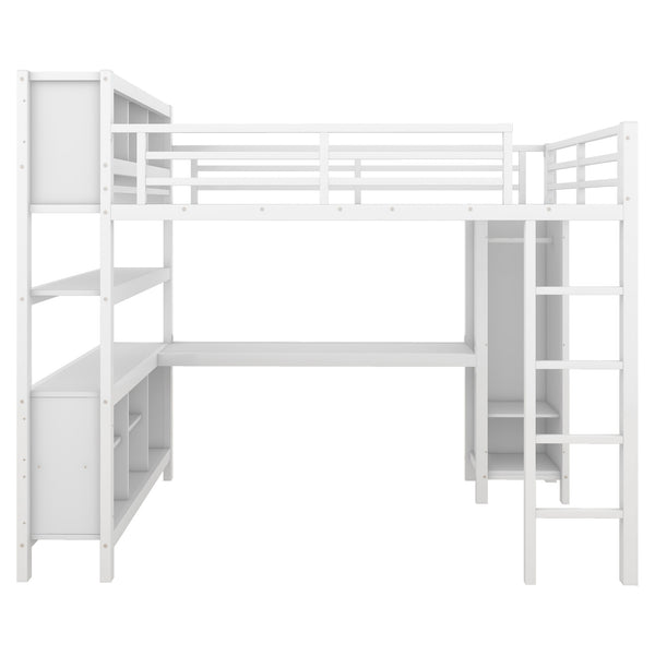English Elm Metal Loft Bed With L-Shaped Desk & Ample Storage - Full-Size Heavy Duty Bed For Kids & Teens W1580S00067