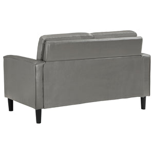 English Elm Farallone Faux Leather Upholstered Track Arm Loveseat with Tapered Legs, Sleek Contemporary Design and Comfort Grey B062P299957