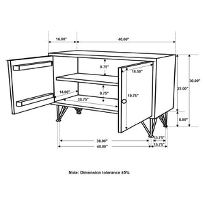 English Elm Eileen Natural Wood 2-Door Accent Cabinet with Metal Legs, Mango Grain Finish, Modern Storage Centerpiece B062P344966