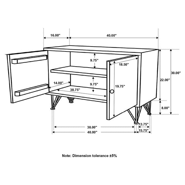 English Elm Eileen Natural Wood 2-Door Accent Cabinet with Metal Legs, Mango Grain Finish, Modern Storage Centerpiece B062P344966