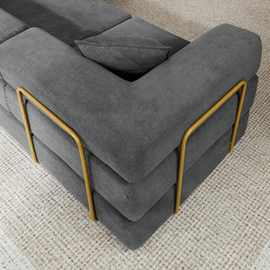English Elm 108'' Modular Cloud Sectional Corduroy Sofa Bed with Deep Seat and Removable Backrest W1117S00273