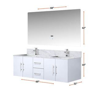 English Elm Glossy 72-inch Double Bath Vanity with Carrara Marble Top, Scratch-Resistant Surface, Chrome Faucet Set & 30" LED Mirrors B2731S01047