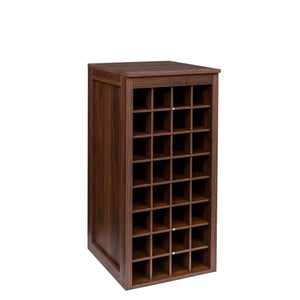 English Elm brown Modular 32-Bottle Wine Cabinet Buffet with Walnut Finish, 32-Slot Storage, Durable Melamine Wood W331P234975