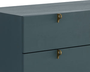 Sunpan Celine Dresser - Elegant Rubberwood Design with Antique Brass Feet for a Stunning Bedroom Upgrade Teal
