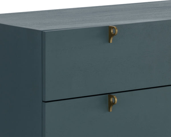 Sunpan Celine Dresser - Elegant Rubberwood Design with Antique Brass Feet for a Stunning Bedroom Upgrade Teal