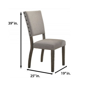 English Elm Antique Gray Fabric Dining Chair Set with Nailhead Trim and Tall Lumbar Back B011P423337