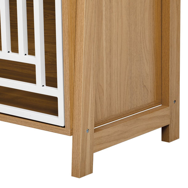 English Elm Modern 2 IN 1 Dog Furniture Leaning Ladder Bookshelf with Hidden Kennel, Walnut Mid-Century Storage for Dogs up to 50lbs N843P256446W