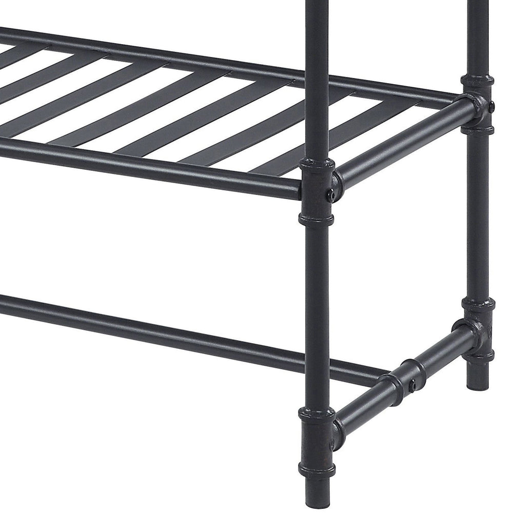 English Elm Mankato Oak and Sandy Black Sofa Table with 3 Drawers, Slatted Shelf & Powder-Coated Metal Legs B062P186450