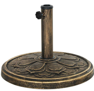 English Elm Umbrella Stand Resin Concrete Base with Lotus Relief Bronze Finish for Patio Decks T3971P426735