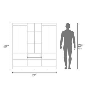 English Elm Maya 6-Door White Armoire for Bedroom — Engineered Wood, Stable Versatile Storage, Durable Design B092S00291