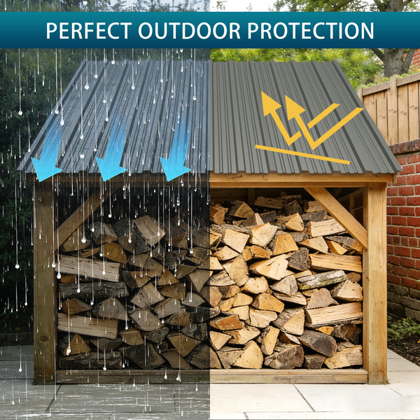 English Elm 10 Corrugated Galvanized Steel Roof Panels Weather Resistant Gazebo Pergola Cover W3213P431216