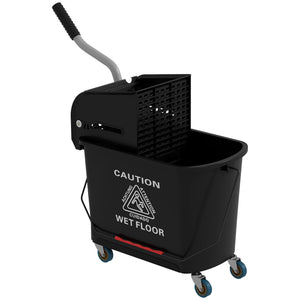 English Elm HOMCOM Professional 21Qt Mop Bucket with Down-Press Wringer, Dual-Chamber Water Separation, Casters Black W2225P217086