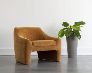 Sunpan Nevaeh Lounge Chair - Elegant Mid-Century Design with Soft Curves for Ultimate Comfort and Style Danny Amber