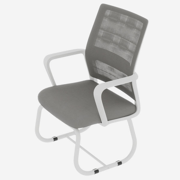 English Elm Minimalist breathable mesh office chair with curved support, cushioned seat, stable iron frame for long workdays White+gray W1935P338541