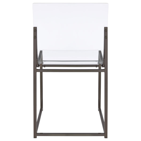 English Elm Fancher Black Nickel Acrylic Side Chairs Set of 2 — Pop Art Industrial Metal Frame, Clear Acrylic Modern Seating B062P299920