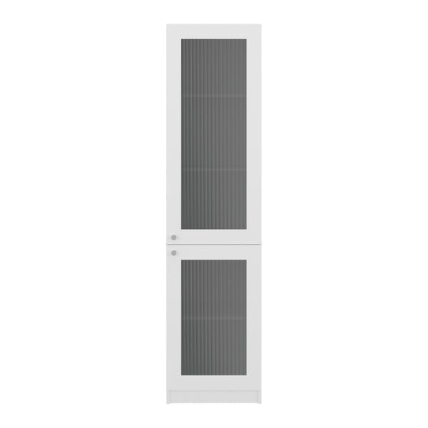 English Elm Peony Fluted Door Bookcase White Engineered Wood with Five Shelves for Home Office B092P474493