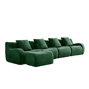 English Elm L-Shaped 4-Seat Boneless Sofa In Plush Teddy Fabric - No Assembly, Anti-Slip, Ideal For Living Rooms! W714S01445