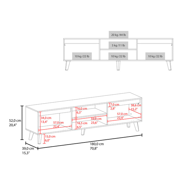 English Elm Polaris Walnut TV Stand with Open Shelves and Large Compartments, Engineered Wood, Compact Design B070P374513