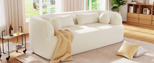 English Elm [new]86" Chenille Cloud Sofa Curved Legless 3-seater with Pocket Springs for Living Room Beige N723P404465A