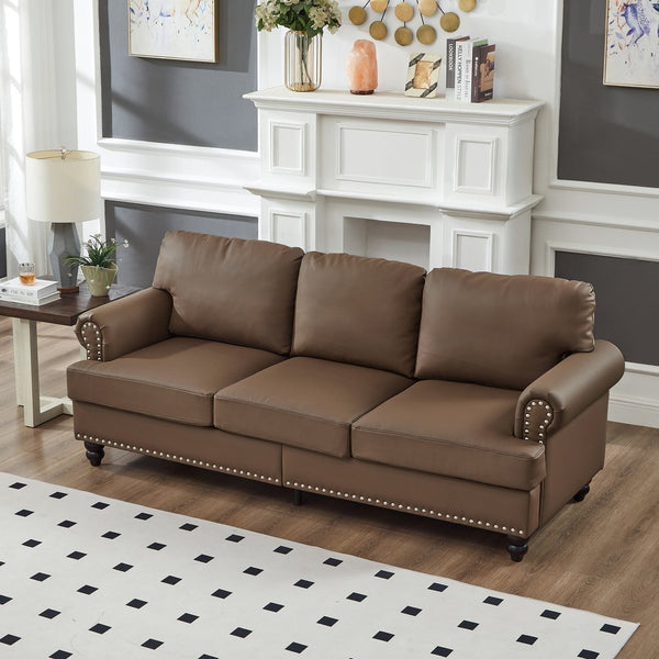 English Elm 83" Modern Classic Three-Seater Sofa with Storage, Upholstered Polyester, Solid Wood Frame, 900lb Capacity Brown W1097S00178
