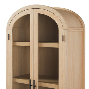 English Elm Walker Edison - Modern 5 Shelf Arched Tall Bookcase with Tempered Glass Doors, MDF Durability, Sleek Metal Handles, Showcase Pieces in Living and Office Spaces Oak 72.31 L x 19.01 W x 15 H B185S00025