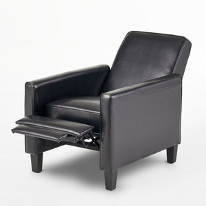 English Elm Christopher Knight Home® - Black Black Fax Leather Push Back Chair — Ergonomic PU Leather Recliner, Plush Padding, Durable Frame 52422.00PUBLK