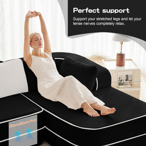 English Elm 106" Teddy Fabric L-Shaped Sectional Sofa - Fluffy Comfy Couch With No Assembly, Modern Design For Living Room W714S01425