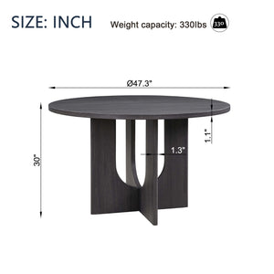 English Elm Modern Farmhouse Round Dining Table Seats Four Scratch Resistant Wood Grain Top W1998P305923