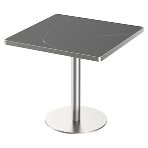 English Elm Square Bistro Pedestal Table Faux Marble Top Tulip Base for Small Dining Spaces W3316P421497