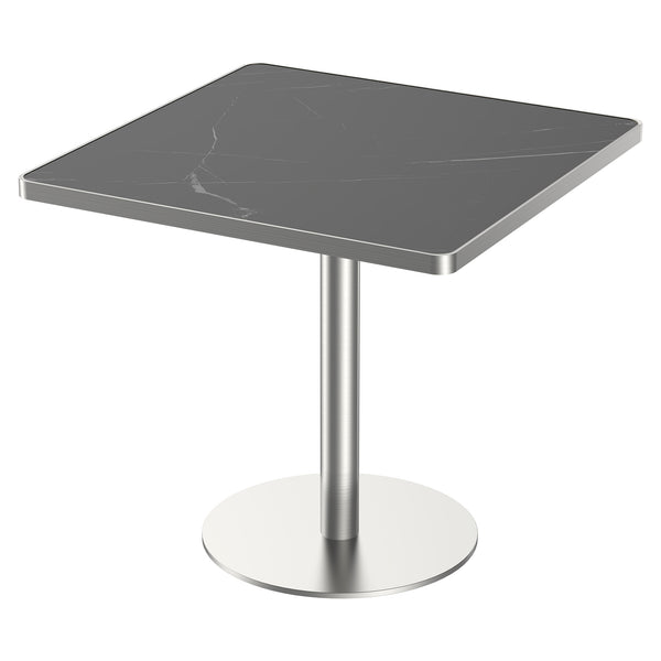 English Elm Square Bistro Pedestal Table Faux Marble Top Tulip Base for Small Dining Spaces W3316P421497