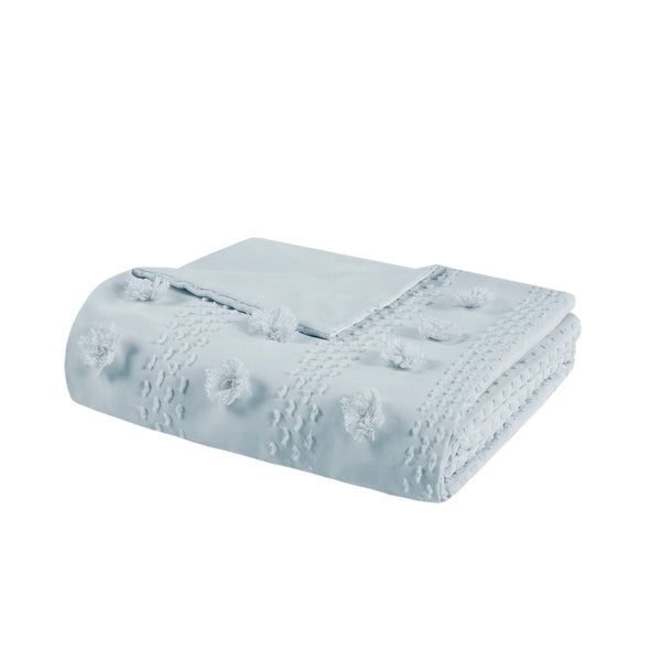 English Elm 2-Piece Twin/Twin XL Clip Jacquard Duvet Cover Set Blue – Antimicrobial, Soft Brushed Microfiber, Hidden Closure B035P408212