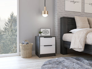 English Elm Washington Two Drawer Nightstand with Open Shelf Modern Two Tone Bedroom Storage B128P148988