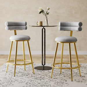 Christopher Knight Home® - Noble House - - 27.65'' Modern Counter Stools Set Of 2,Dark Gray Velvet Counter Stools With Iron Frame,Soft Back And Cushion,Footrest,Suitable For Kitchen/Bedroom/Dining Room