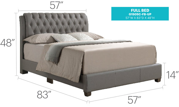 English Elm Stylish full bed with contemporary tufted PU headboard, durable frame, modern neutral finish, easy assembly and comfort LIGHT GREY 24 L x 59.5 W x 12 H B078118242