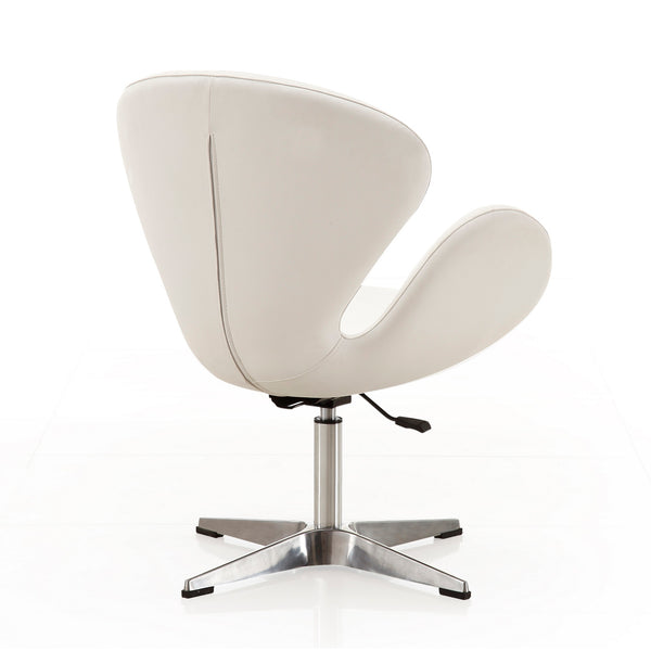 English Elm Raspberry Upholstered Swivel Lounge Chair with Adjustable Height, Polished Chrome Base & Plush Seat White B365P397956