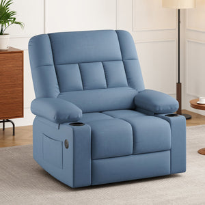 English Elm Oversized Recliner chair with ergonomic support, swivel rocker, quick 5-min assembly for adults comfort Blue T3623P408757