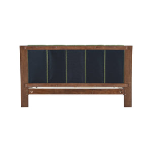 English Elm Christopher Knight Home® - Premium Pine Wood Queen Bed Frame - Mid-Century Modern Design With Upholstered Headboard & Green Accents N770P345991D_N770P345992D
