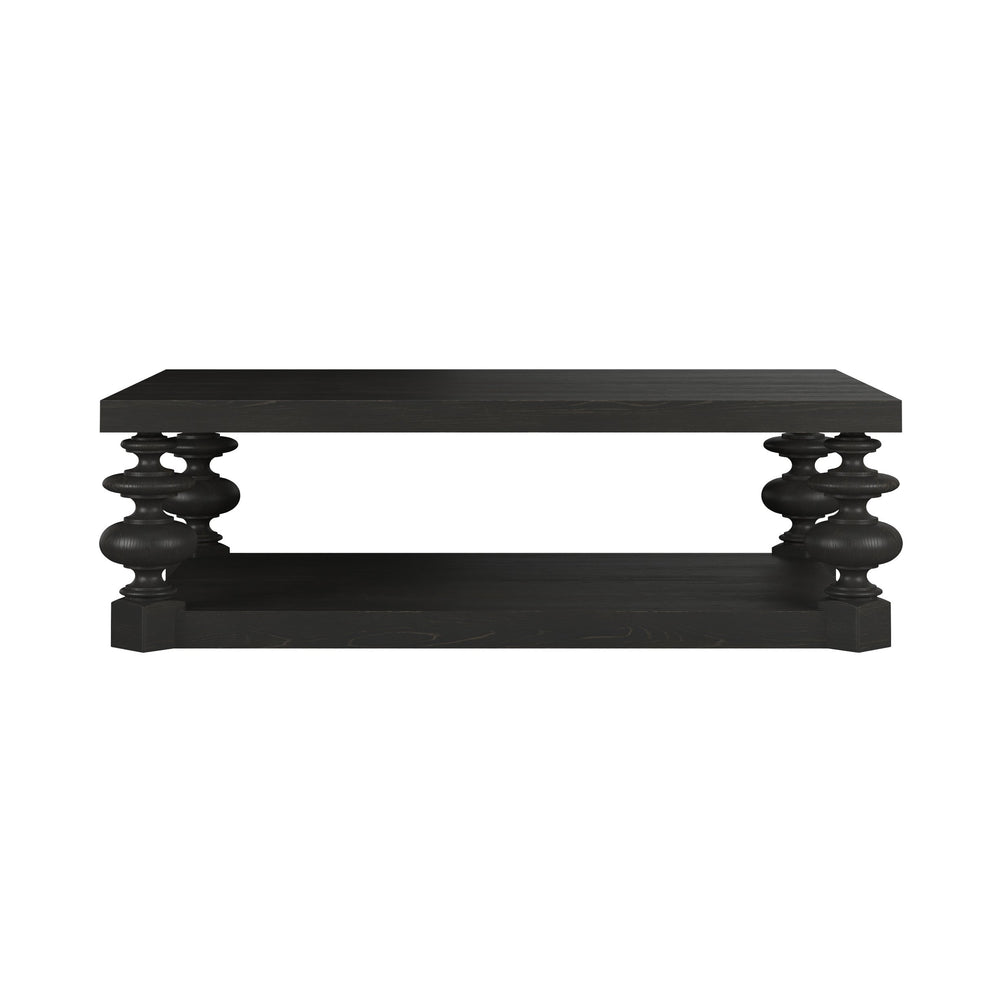 Atrium Rectangular Coffee Table - Bold Neoclassical Design with Hand-Glazed Blackened Sable Finish