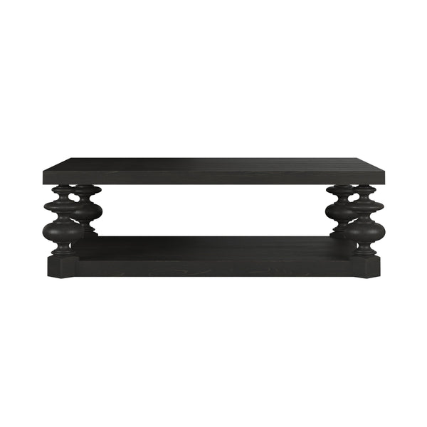 Atrium Rectangular Coffee Table - Bold Neoclassical Design with Hand-Glazed Blackened Sable Finish