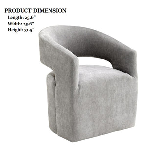 English Elm Light Hoople Channel Tufted Swivel Chair with Curved Back 360° Rotation Stylish Accent Seating Light Gray 27 L x 26 W x 33 H B2741P401364