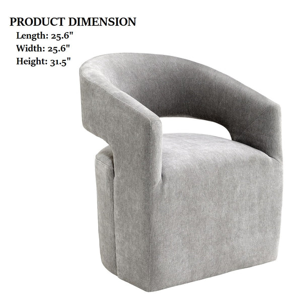 English Elm Light Hoople Channel Tufted Swivel Chair with Curved Back 360° Rotation Stylish Accent Seating Light Gray 27 L x 26 W x 33 H B2741P401364