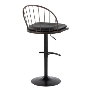 English Elm Adjustable Swivel Barstools Farmhouse Spindle Back Faux Leather Seat Set of 2 B202S01002