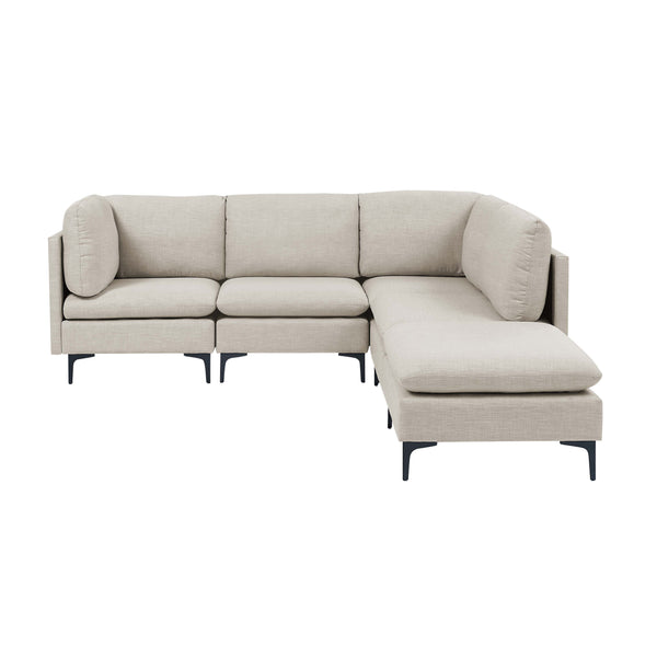 English Elm Linen Upholstered Modular Sectional Sofa with Tall Black Metal Legs for Living Room Almond B2748S00100