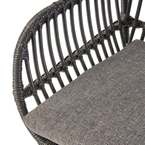 English Elm Rodney Polyethylene Rattan Accent Chair Set Woven Over Steel Frame for Modern Living 65036.00GRY