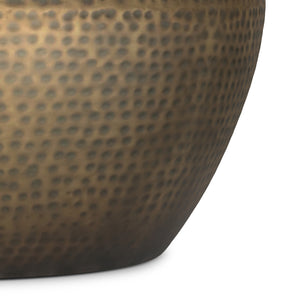 English Elm Preston Hand-hammered Iron Drum Coffee Table Antique Gold Sculptural Living Room Accent B136P429084