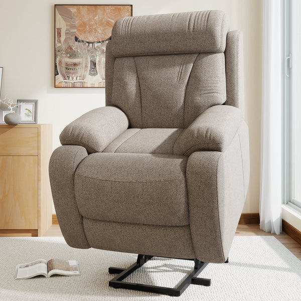 English Elm Power Lift Recliner Chair Velvet Upholstered Senior Assist Motorized Living Room Seat W1028S00061