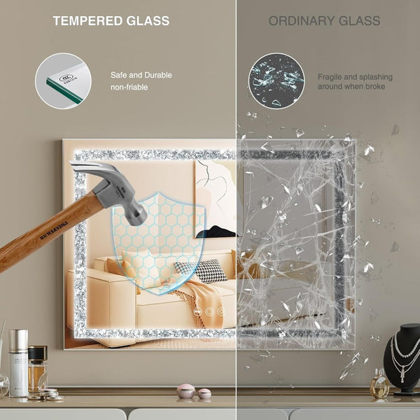 English Elm Vanity Mirror With Lights - 31.5" X 22.8" Hd Makeup Mirror, 3 Color Modes, 10X Magnification & Usb Charging W3660P373025-GIGA