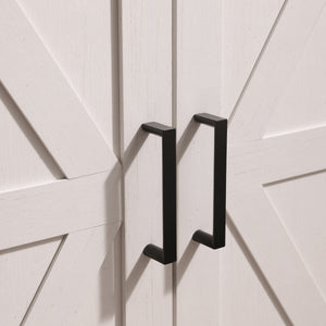 English Elm 6-Tier Shoe Storage Cabinet Farmhouse White+Oak with Adjustable Shelves, 2-Tier Open Tray & Anti-Tip Safety W3151P264510