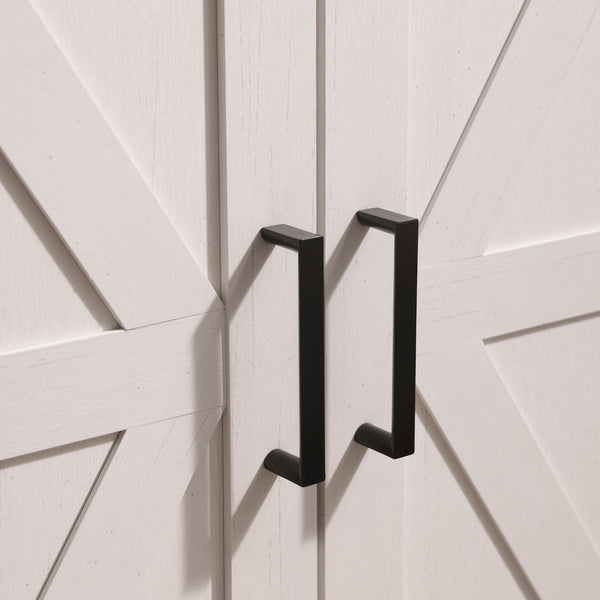 English Elm 6-Tier Shoe Storage Cabinet Farmhouse White+Oak with Adjustable Shelves, 2-Tier Open Tray & Anti-Tip Safety W3151P264510