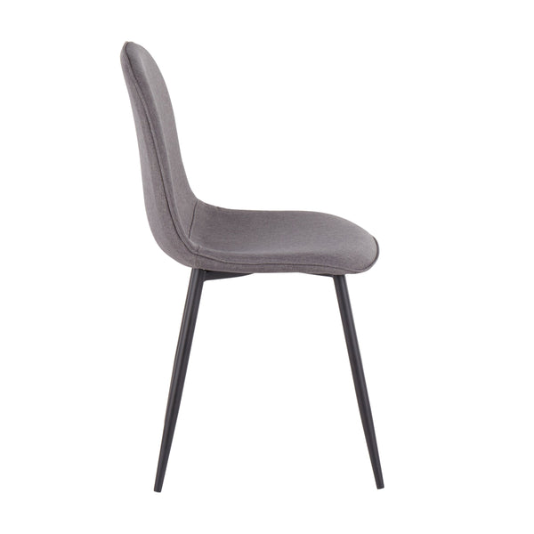English Elm Contemporary Steel Frame Dining Accent Chair Set Upholstered in Charcoal Fabric B202P223630
